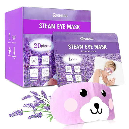 Steam Eye Mask for Dark Circles and Puffiness 20 Pcs, Lavender Disposable Eye Warm Compress for Dry Eyes, Soothing Headache Migraine, Stye Treatment, Relief Stress Eye Fatigue-Velvo Beauty