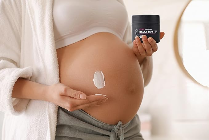 Belly Butter for Pregnancy, 100% Organic Stretch Mark Cream, Maternity Skincare for Itchy Skin & Scars, Safe Daily Ritual for Moms, 3.8oz-Velvo Beauty