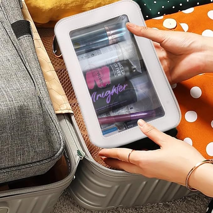 Clear Makeup Bag Small, TSA Approved Portable Toiletry Bag with Zipper Cosmetic Travel Bag Makeup Organizer Case Mini Makeup Pouch for Purse Car Organizer Bag for Women Men-Velvo Beauty