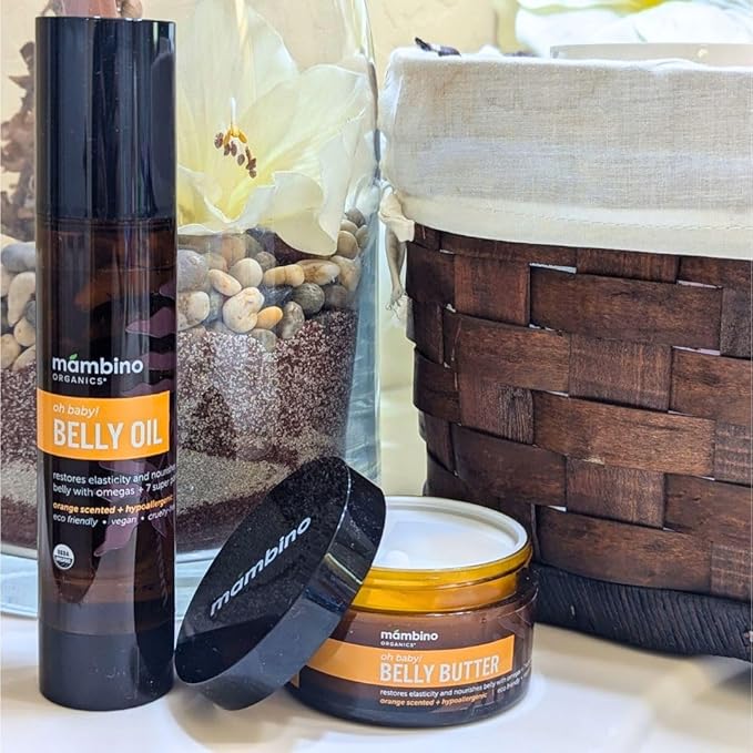 Mambino Organics Oh Baby! Belly Oil – Organic Elasticity Oil with Egyptian Calendula, Vietnamese Tamanu & Dutch Shea – Pregnancy Oil for Stretch Marks – Cruelty-Free Maternity Care, 3-Pack 2 fl oz-Velvo Beauty