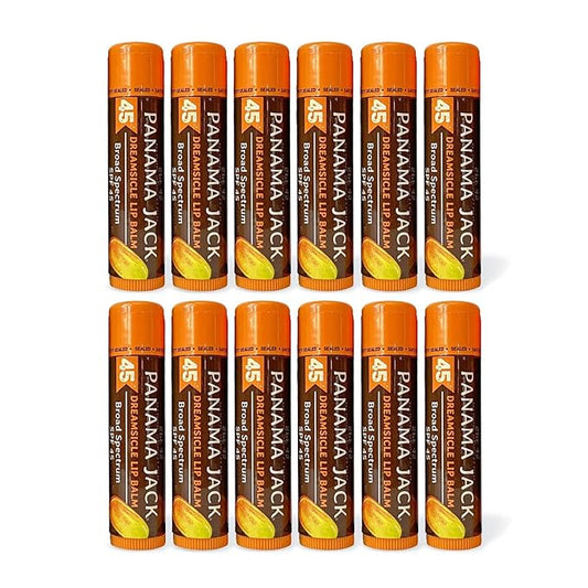 Panama Jack Sunscreen Lip Balm - SPF 45, Broad Spectrum UVA-UVB Sunscreen Protection, Prevents & Soothes Dry, Chapped Lips, Dreamsicle, 12-pack-Velvo Beauty