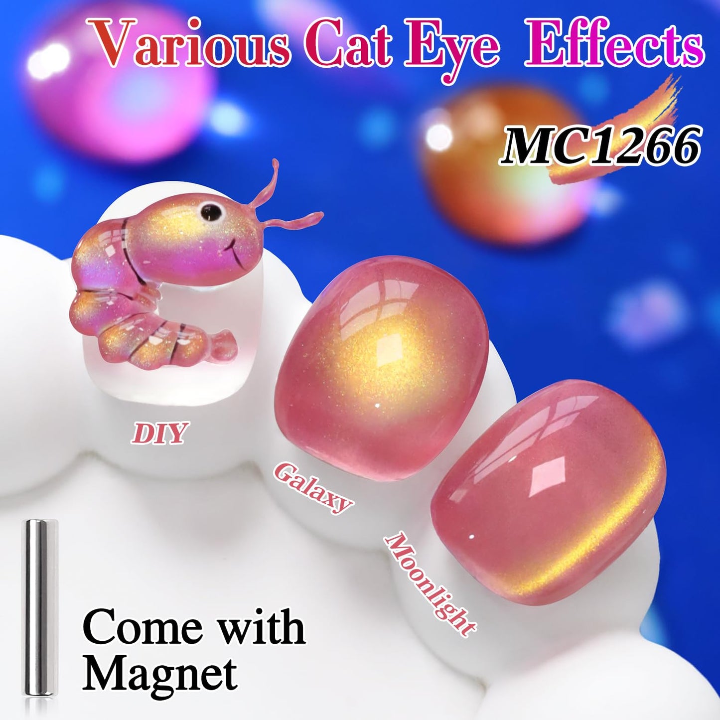 Double Rhythm Jelly Glass Cat Eye Gel Polish with Magnet 15ML Holographic Glitter Shimmer Translucent Sheer Color Magnetic Nail Polish Salon DIY at Home (Navy Purple-MC1266)-Velvo Beauty