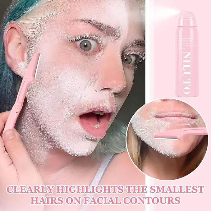 Hair Identifier Spray for Face Shaving, Moisturizing and Skin Care Dermaplaner Spray,Skin Body Hair Identifier Comfortable Face Shaving Powder (Pink 2Pack)-Velvo Beauty