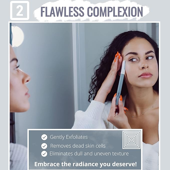 Premium Dermaplaning Tool - Multipurpose Face Razor for Women - Exfoliating Dermaplaner for Smooth Skin, Gentle Eyebrow and Facial Hair Remover - Pack of 3 Blades and Sturdy Metal Handle-Velvo Beauty