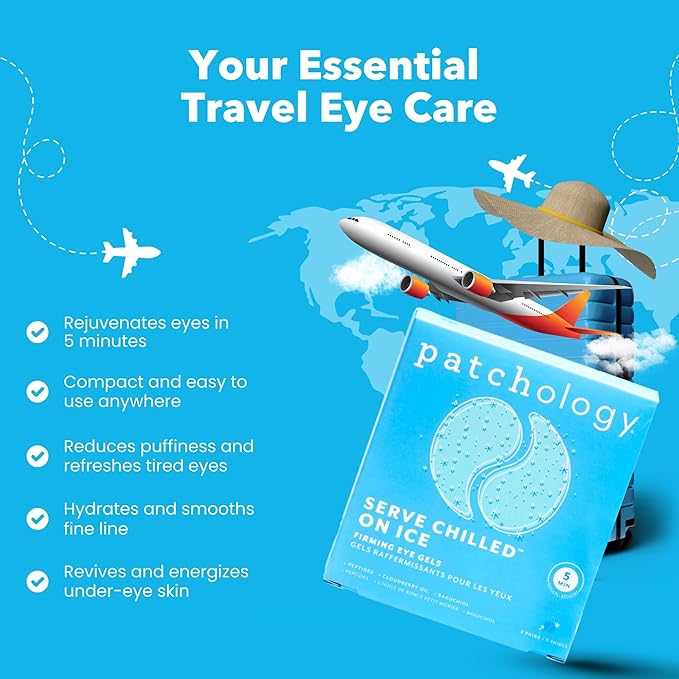Patchology Iced Cooling Under Eye Mask Patches with Peptides, Cloudberry Oil and Bakuchiol. Cool eye gels to firm skin and soothe, reduce fine lines and under eye bags 5 Pair-Velvo Beauty