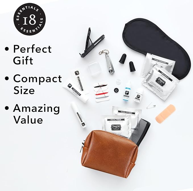 Pinch Provisions Travel Kit, includes 18 Must-Have Emergency Essential Items for Travelling, Ideal Road Trip or Airport Gift for Friends, Family & Peers, Portable Pouch-Velvo Beauty