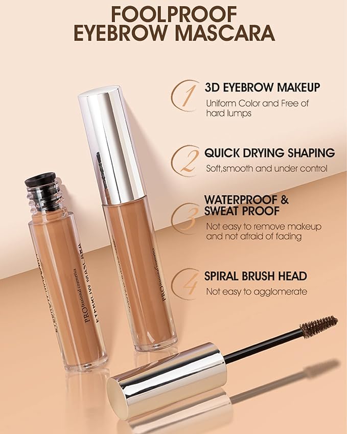 Waterproof Long Lasting Smudge-Proof Liquid Eyebrow Makeup, Tinted Eyebrow Gel, Volumizing Enhance Brow Mascara for Women, With Brow Razor Brush - 05 Taupe-Velvo Beauty