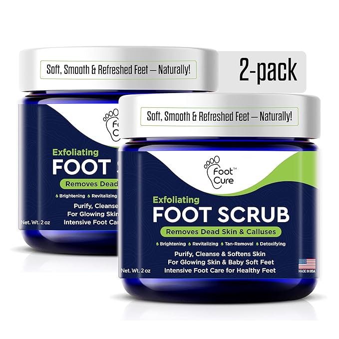 Exfoliating Foot Scrub with Pumice Stone powder - Gentle Moisturizing Foot Scrub for Dry Skin - Cracked Heel Repair for Smooth, Soft Feet - Pedicure Foot Spa 2 Pack-Velvo Beauty
