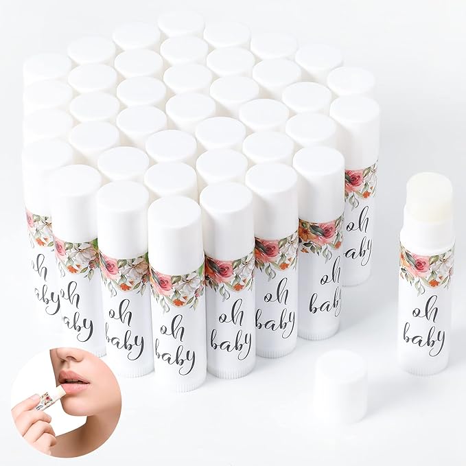 40 Pieces Lip Balm Bulk Baby Shower Jasmine Lip Balm Favors Floral Moisturizing Lip Balm for Women Children Men Girl kids Gender Reveal Favors Gift Baskets (Flower)-Velvo Beauty