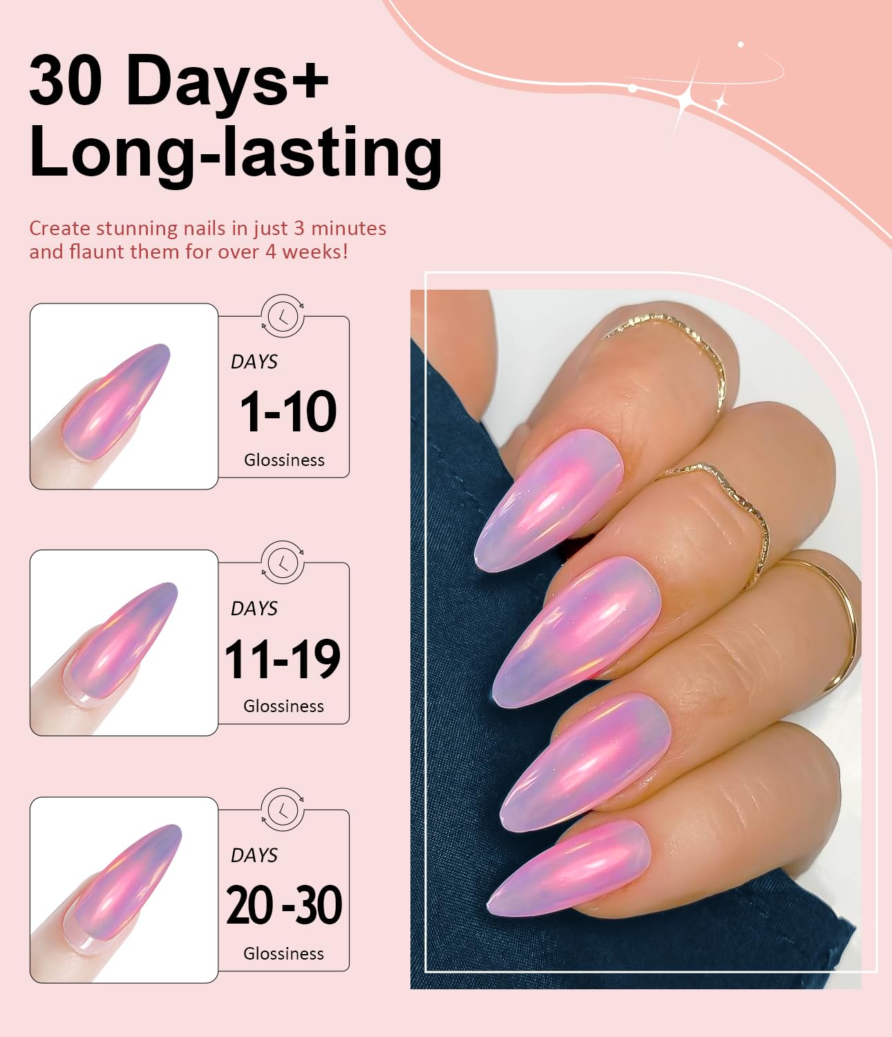 Chrome Nail Powder -【Fairy Effect】Pink Chrome Nail Powder Aurora Mermaid Iridescent Chrome Powder For Nails, Pink Chrome Powder Metallic Mirror Glitter Pigment Dust For Manicure Decoration-Velvo Beauty