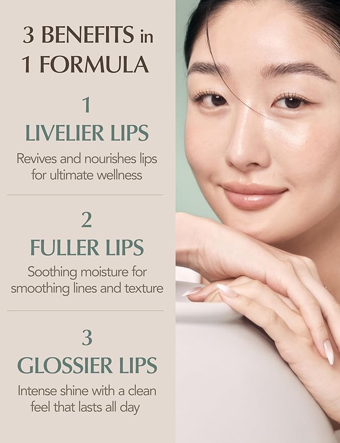 Natural Bloom Korean Lip Oil Serum 0.14 fl oz | Moisturizing Lip Booster Plumping Oil Serum Enriched w/Camellia & Safflower Oils | Non-Irritating Clear Lip Gloss with Glazed Finish (Clear Dew)-Velvo Beauty