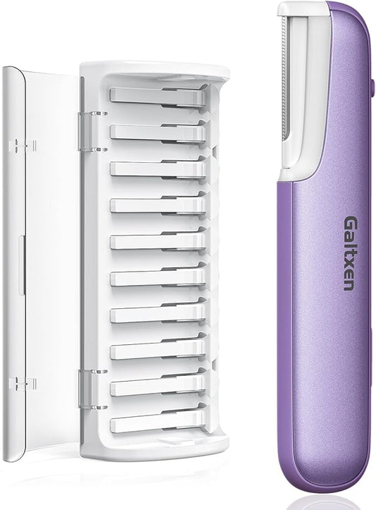 Dermaplaning Tool for Women - Facial Exfoliation & Peach Fuzz Hair Removal with Rechargeable Sonic Edge Technology, 10 Refill Blades-Velvo Beauty