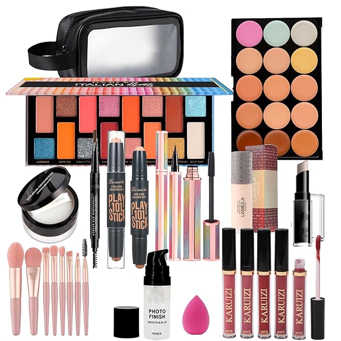 Makeup Sets Teens Makeup Kit for Women Full Kit Make up Kit Makeup Kits for Women Gift Eyeshadow Palette Concealer Palette Lipgloss Foundation Liquid Concealer Makeup Brushes Makeup Powder-Velvo Beauty