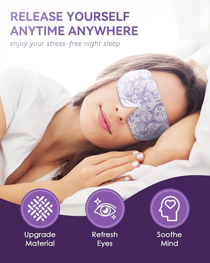 30 Packs Lavender Steam Eye Mask - Heated Eye Mask for Dark Circles and Puffiness Warm Eye Mask for Dry Eye Mask Relief Eye Fatigue Headache Hot Sleep Eye Mask for Disposable Moist Heat Eye Compress-Velvo Beauty