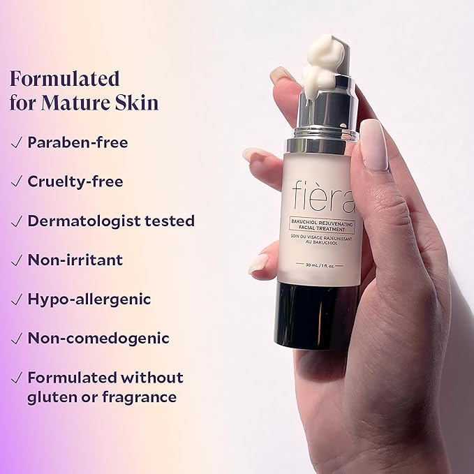 Fièra Bakuchiol Rejuvenating Facial Treatment - Retinol-Alternative for Mature Skin - Corrects and Delays Visible Signs of Aging - With Potent Antioxidants - 1 FL. OZ.-Velvo Beauty