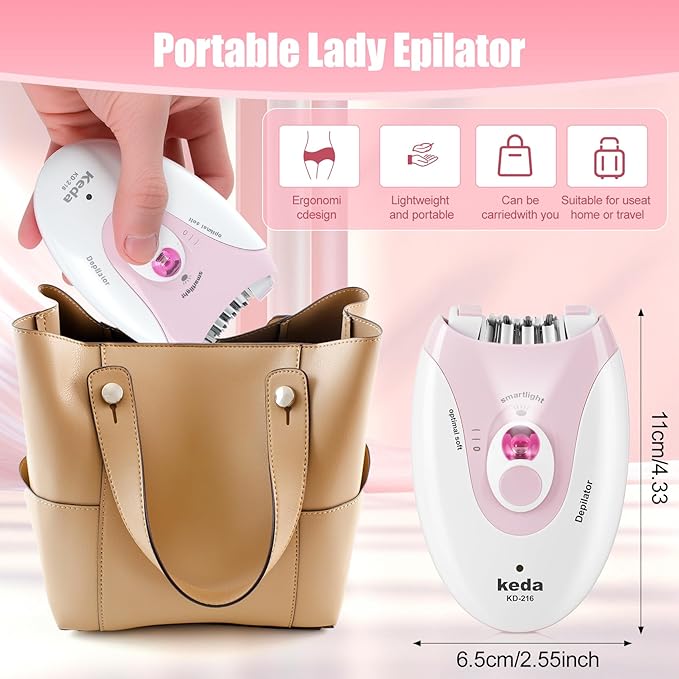Epilator for Women, Epilators with LED Light, Dual Speed Hair Removal Device, Facial Hair Removal Women, Cordless, Epilators Hair Removal Rechargeable, for Epilator Bikini, Face, Arm, Legs, Armpits-Velvo Beauty
