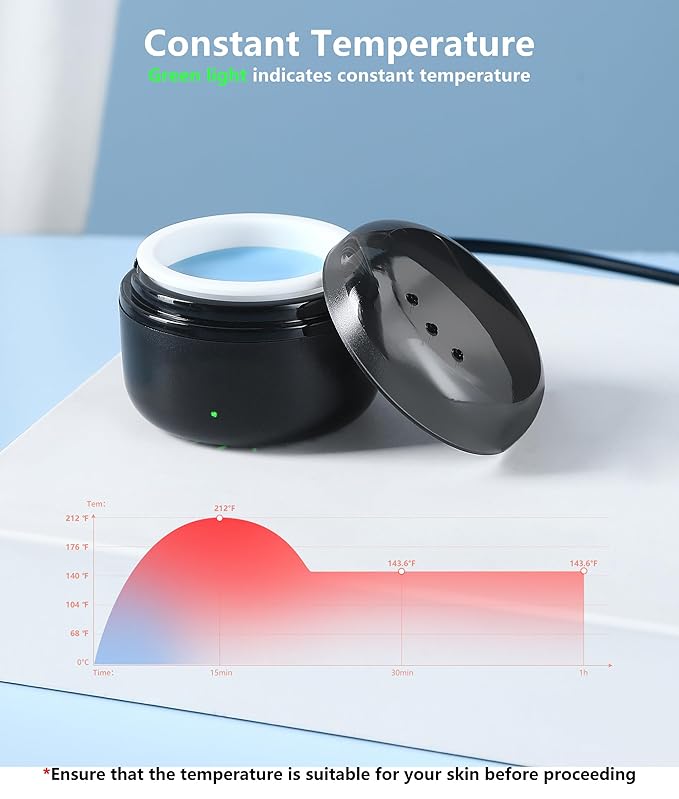 Nose Wax Kit - Travel Wax Warmer for Hair Removal with 100g Waxs, 15 Applicators, 30 Nose Hair Sticks 2 Silicone Pots, 1 Bag Constant Temperature, 15-20 Times Black - Round | Black | Mini-Velvo Beauty