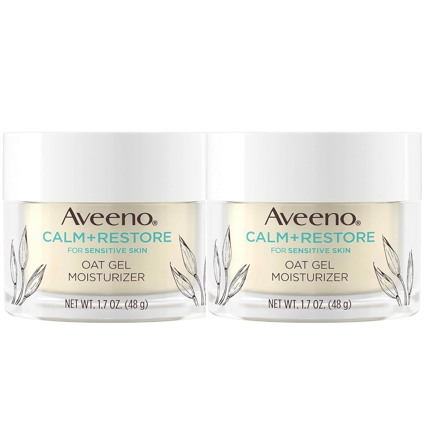 Aveeno Calm + Restore Triple Oat Hydrating Face Serum for Sensitive Skin Gentle and Lightweight Facial Serum to Smooth and Fortify Skin Hypoallergenic, Fragrance & Paraben-Free,1.7 fl. Oz (Pack of 2)-Velvo Beauty