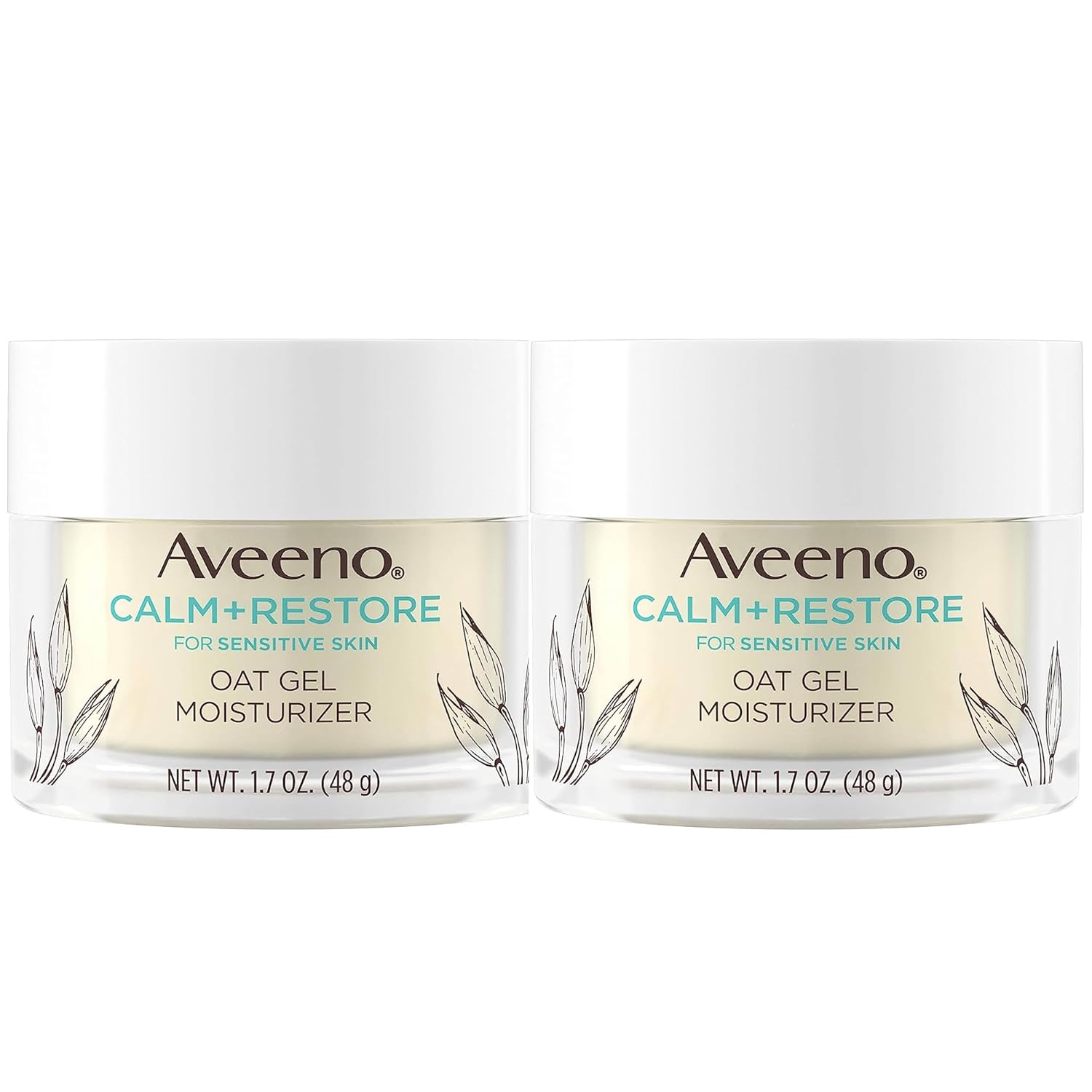 Aveeno Calm + Restore Triple Oat Hydrating Face Serum for Sensitive Skin Gentle and Lightweight Facial Serum to Smooth and Fortify Skin Hypoallergenic, Fragrance & Paraben-Free,1.7 fl. Oz (Pack of 2)-Velvo Beauty