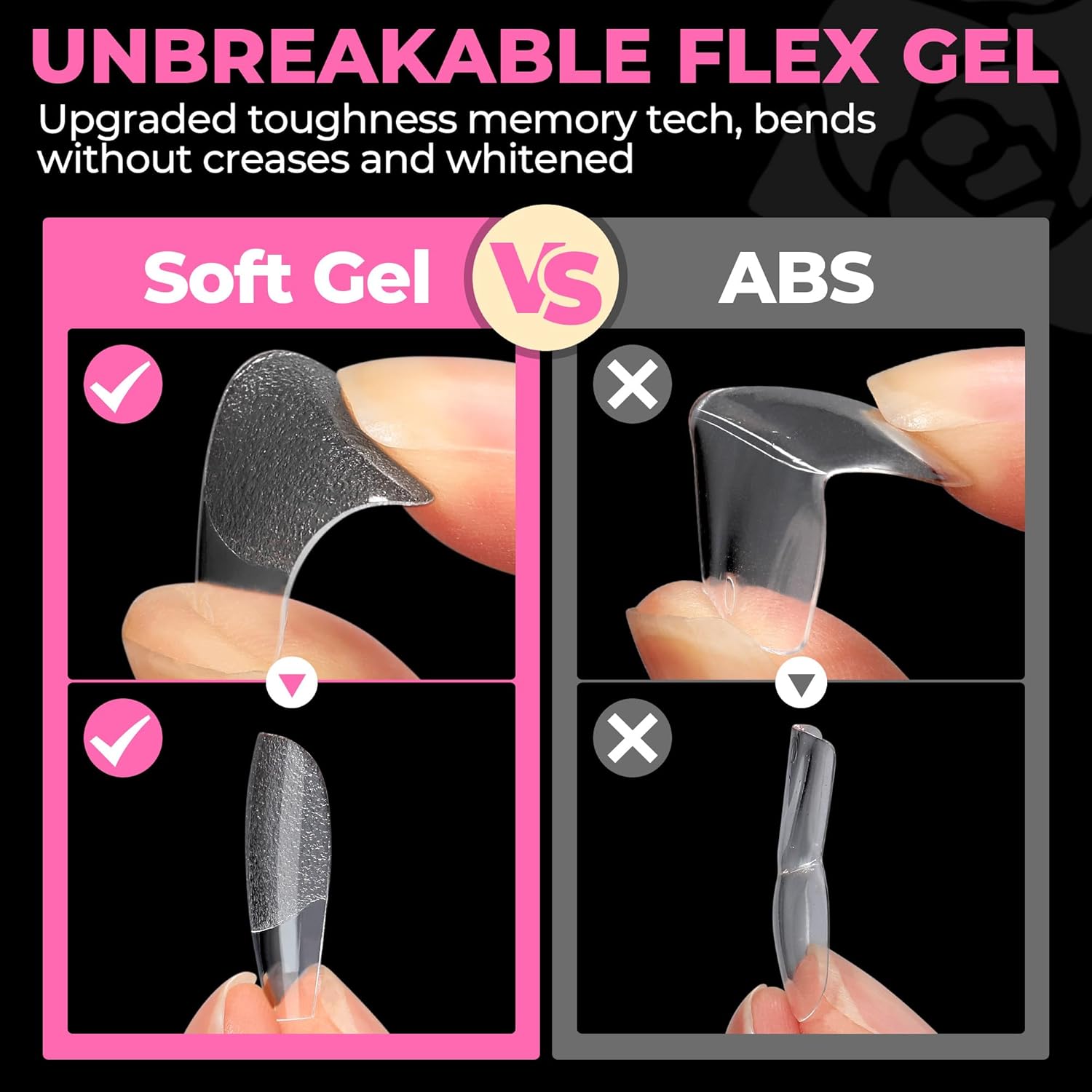 UNA GELLA Short Coffin Nails Tips, 504pcs No c Curve short Coffin Gel Press On Nails Pre Etched For Women Acrylic Nail Extension Full Cover Home Salon 12 Sizes-Velvo Beauty