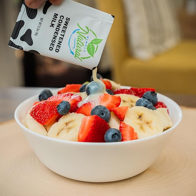 Simply Natural Sweetened Condensed Milk Creamer Single-Serve 9 grams sachet, All Natural Coffee/Tea Creamer (70 sachets bag, Milk Flavor)-Velvo Beauty