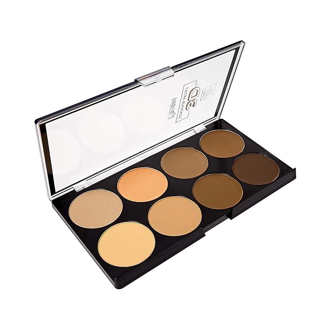 Ruby Kisses Flawless Finish with 3D Contour Powder Makeup Palette - Multiple Contouring Options, Easy Blending, Long-lasting formula, Sculpt &Highlighting, Professional finish (Light Medium)-Velvo Beauty