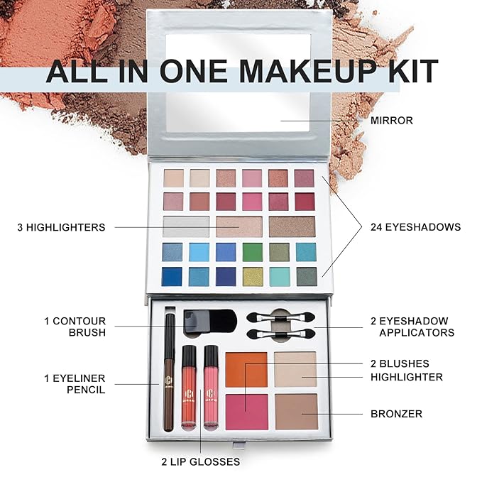 Color Nymph All-in-One Makeup Kit - Perfect for Women, Teens, and Beginners! Unlock Endless Possibilities with 24 Gorgeous Shades of Matte and Shimmer Eyeshadow, Highly Pigmented Lip Glosses, Eyeliner-Velvo Beauty