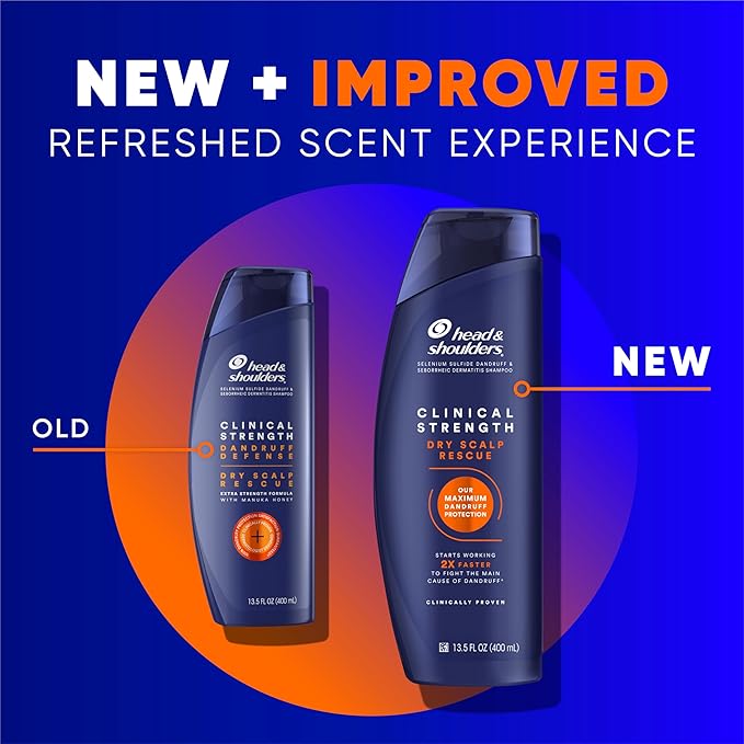 Head & Shoulders Clinical Strength Dandruff Shampoo and Conditioner Set, Dry Scalp Relief, Up to 100% Flake Protection, Selenium Sulfide Formula, 13.5 & 9.1 Fl Oz, 2 Pack-Velvo Beauty