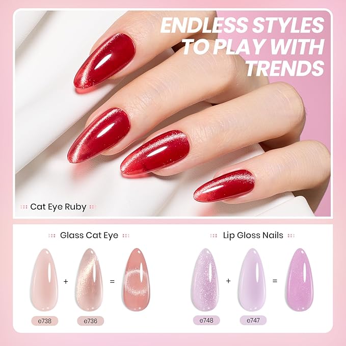 Beetles Jelly Gel Nail Polish Set, 53PCS 36 Colors Jelly Pink Milky White Red Black Blue Green Silver Cat Eye Base Glitter Glossy Matte Top Coat Crystal Ice Collection French Nails Gift for Women-Velvo Beauty