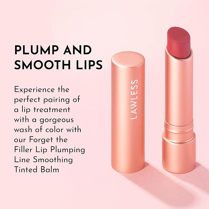 LAWLESS Forget the Filler Lip Plumping Line Smoothing Tinted Balm, Lover, Pink, 0.1 Ounce / 2.9 g-Velvo Beauty