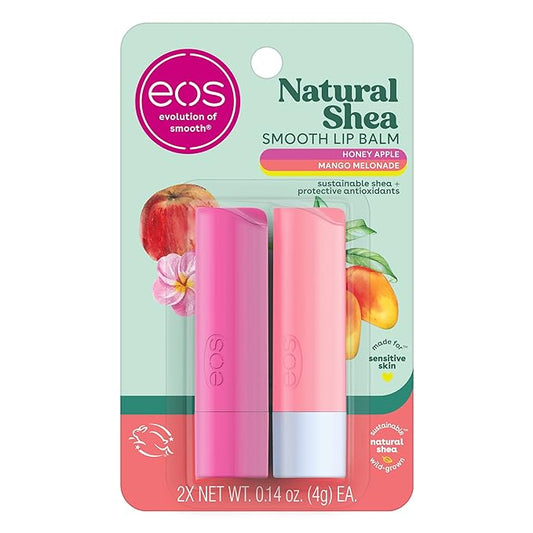 eos Natural Shea Lip Balm, Honey Apple & Mango Melonade, All-Day Moisture, Lip Care Products, 0.14 oz, 2-Pack-Velvo Beauty