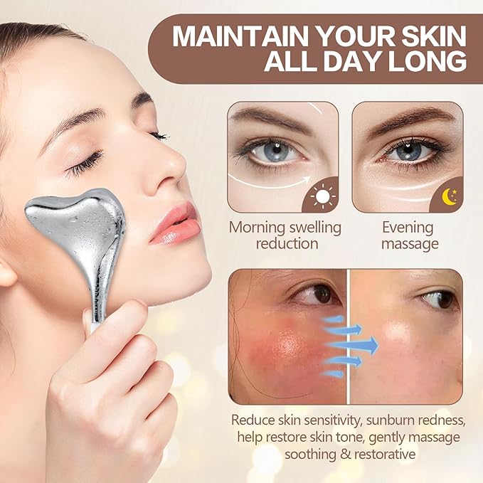 Ice Globes for Face Cryo Sticks Set, Ice Roller Stainless Steel Facial Massage Skin Care Tools for Cooling & Hot Spa-Velvo Beauty