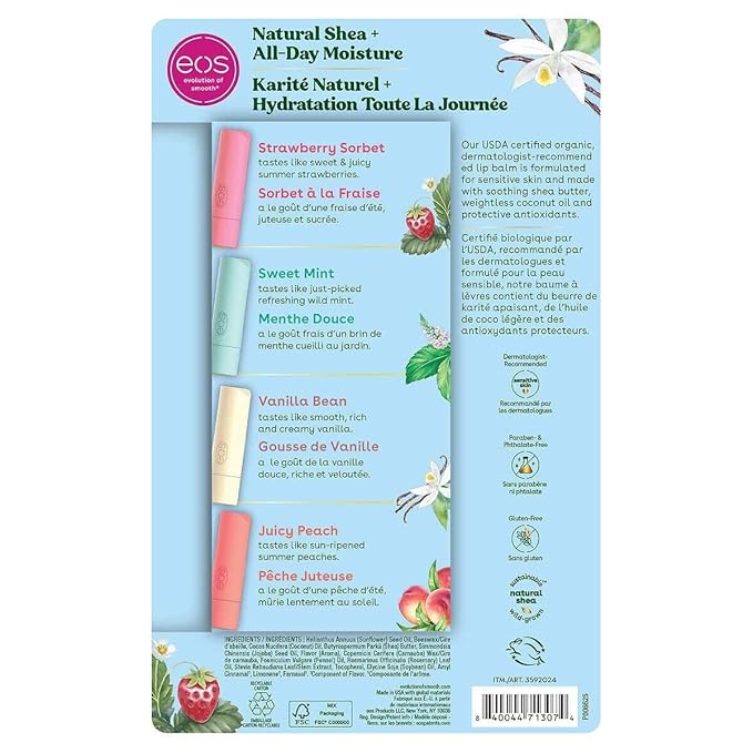 Eos Natural and Organic Lip Balm Stick, 8-pack-Velvo Beauty