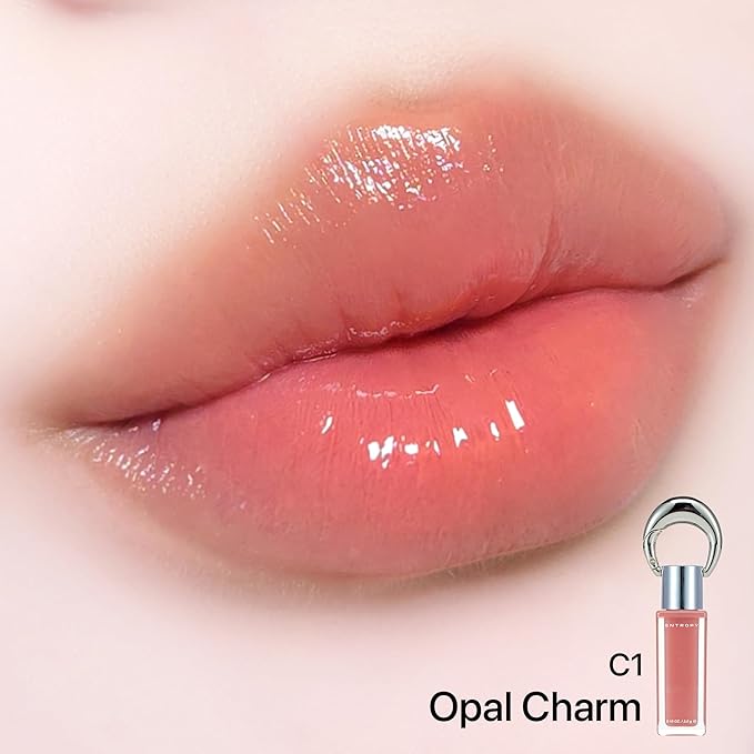 ENTROPY Makeup 2-in-1 Charm Shiny Glowy Lip & Cheek Gloss Tint Keychain, High Pigment Glossy Lip Color & Plumping Gloss, C1 Opal Charm-Velvo Beauty