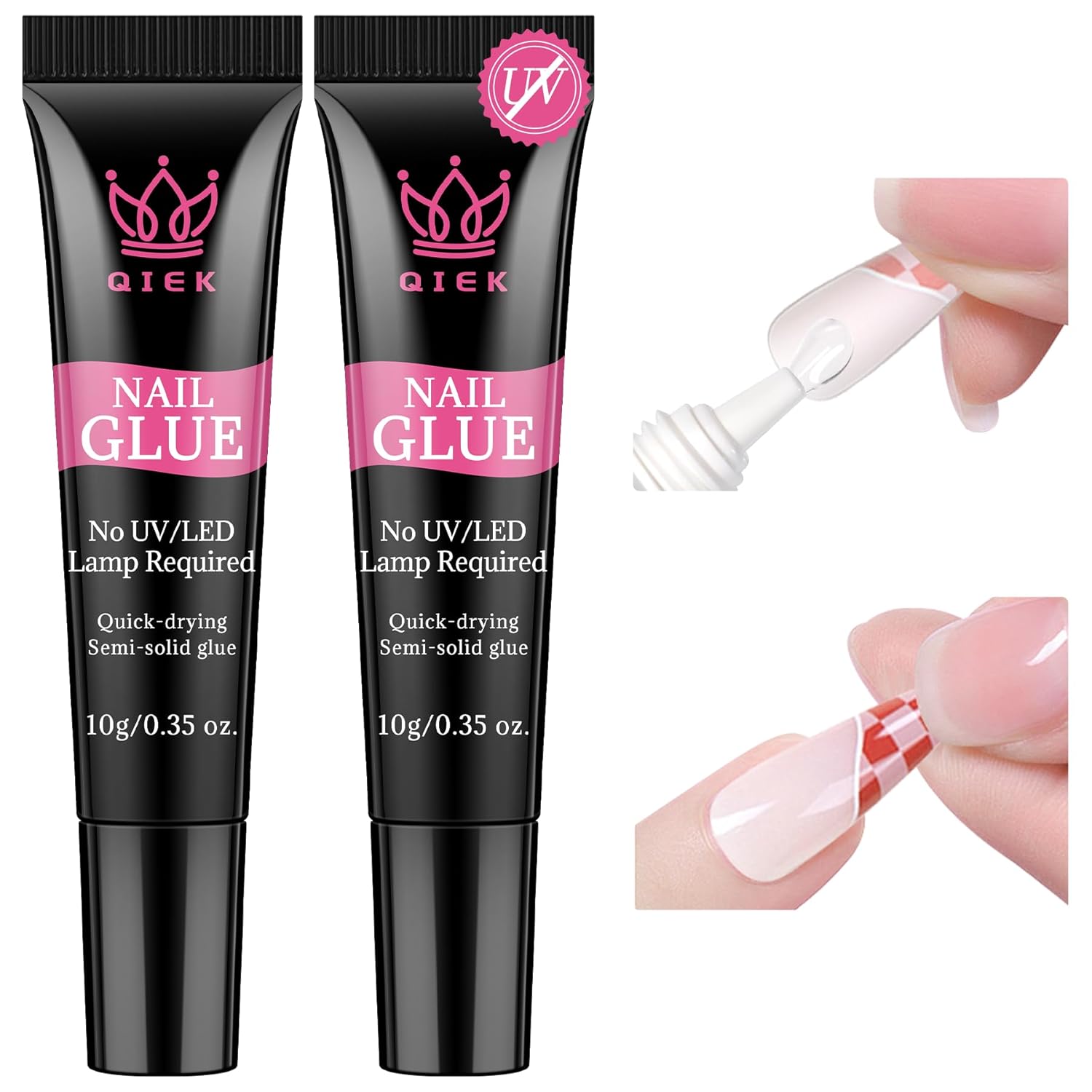 Nail Glue for Press Ons, 10g*2 Super Strong Bond Semi Solid Glue On Nails, 10s Quick Dry No Curing Needed, High Capacity Press on Semi-Solid Gel Long Lasting 28+ Days Easy to Remove for Beginners-Velvo Beauty