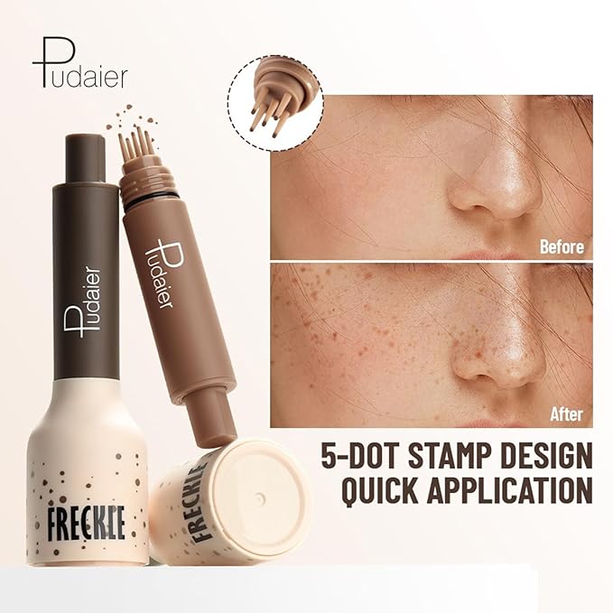 Freckle Stamp,Faux Freckle Stamp,Quick Dry Fake Freckles Pen,Waterproof Long Lasting Natural Vivid Faux Freckles Pen,Get Sun-Kissed Stars Makeup in One Press,5-Dot Design,01.Ash Chestnut.-Velvo Beauty