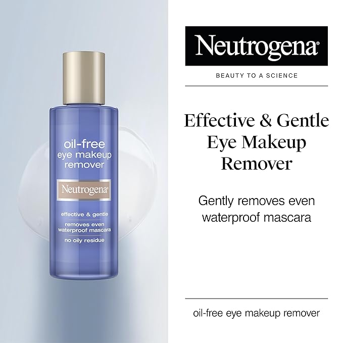 Neutrogena Gentle Oil-Free Eye Makeup Remover & Cleanser for Sensitive Eyes, Non-Greasy Makeup Remover, Waterproof Mascara Remover, Dermatologist & Ophthalmologist Tested, 8 fl. oz-Velvo Beauty