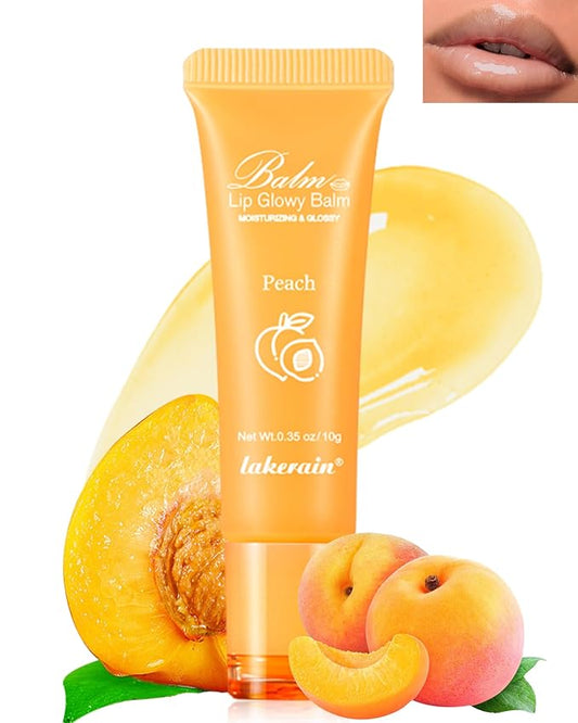 Moisturizer Lip Glowy Balm, Hydrating & Nourishing Repair Sleeping Lip Mask, Shine Glossy Finish Lip Oil, Day and Night Smooth Cracked Chapped Dry Lips, Lip Care Therapy Treatment for Women-1#Peach-Velvo Beauty
