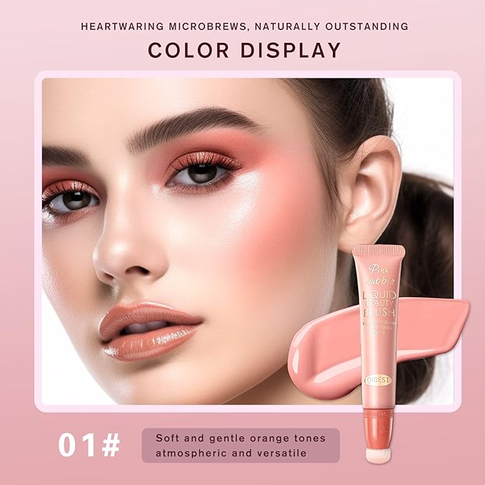 Liquid Blush Beauty Wand Matte Cream Blush Stick with Soft Cushion Applicator For Natural Cheek Tint Blendable Lightweight Long Lasting Dewy Finish makeup blush for Face(01 Nude Orange)-Velvo Beauty
