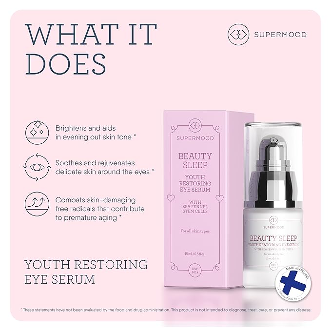 Overnight Eye Serum - Under Eye Serum for Night Time w. Hydrating Elderberry & Sea Fennel Stem Cells, Reduces Under-Eye Bags & Wrinkles, Anti-Aging Eye Serum-Velvo Beauty