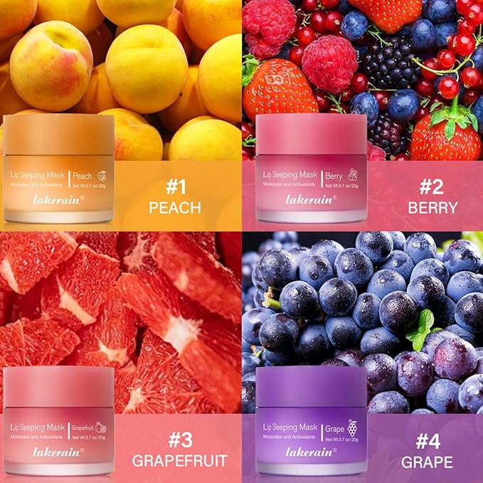 Hydrating Lip Sleeping Mask, Long Lasting Hydrating Night Lip Balms for Intensive Moisturizing and Care, Prevention Dry and Crack (BERRY) 0.7 OZ-Velvo Beauty