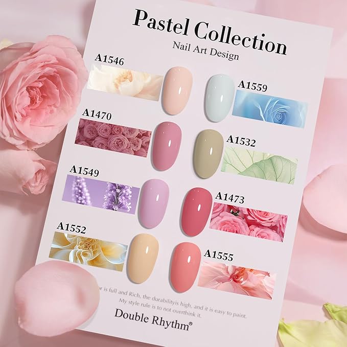 Double Rhythm 28Pcs 0.5Oz Gel Nail Polish Set Same Color Same Bottle Soak Off Gel Polish Kit Nail Art Manicure Salon DIY at Home for Women (Nude Pink Collection-T24-3)-Velvo Beauty