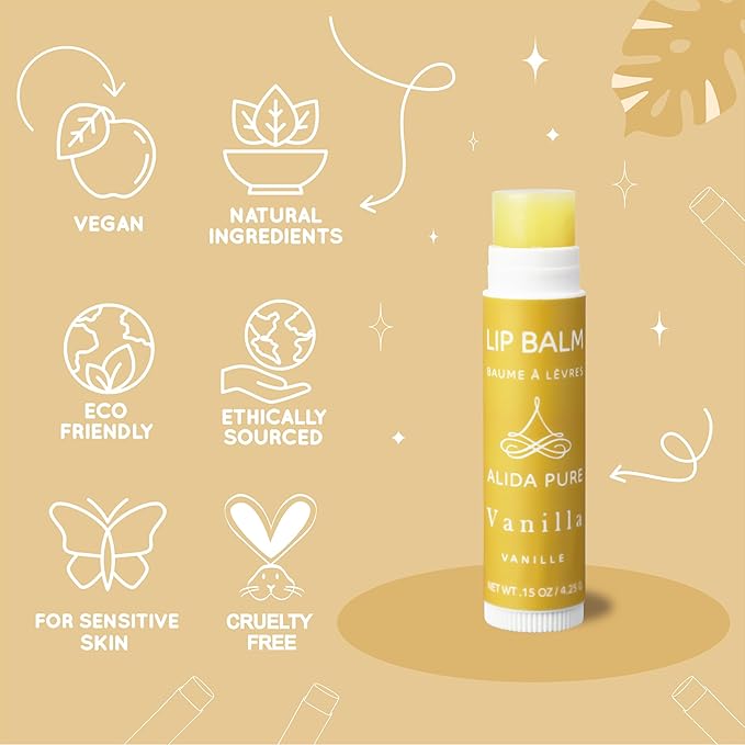 Vanilla Lip Balm Collection, Vegan Lip Balm Set, Beeswax Free, with Avocado Oil, Organic Jojoba Oil, and Vitamin E, Natural Moisturizer for Dry, Chapped Lips, 3 Tube Set-Velvo Beauty