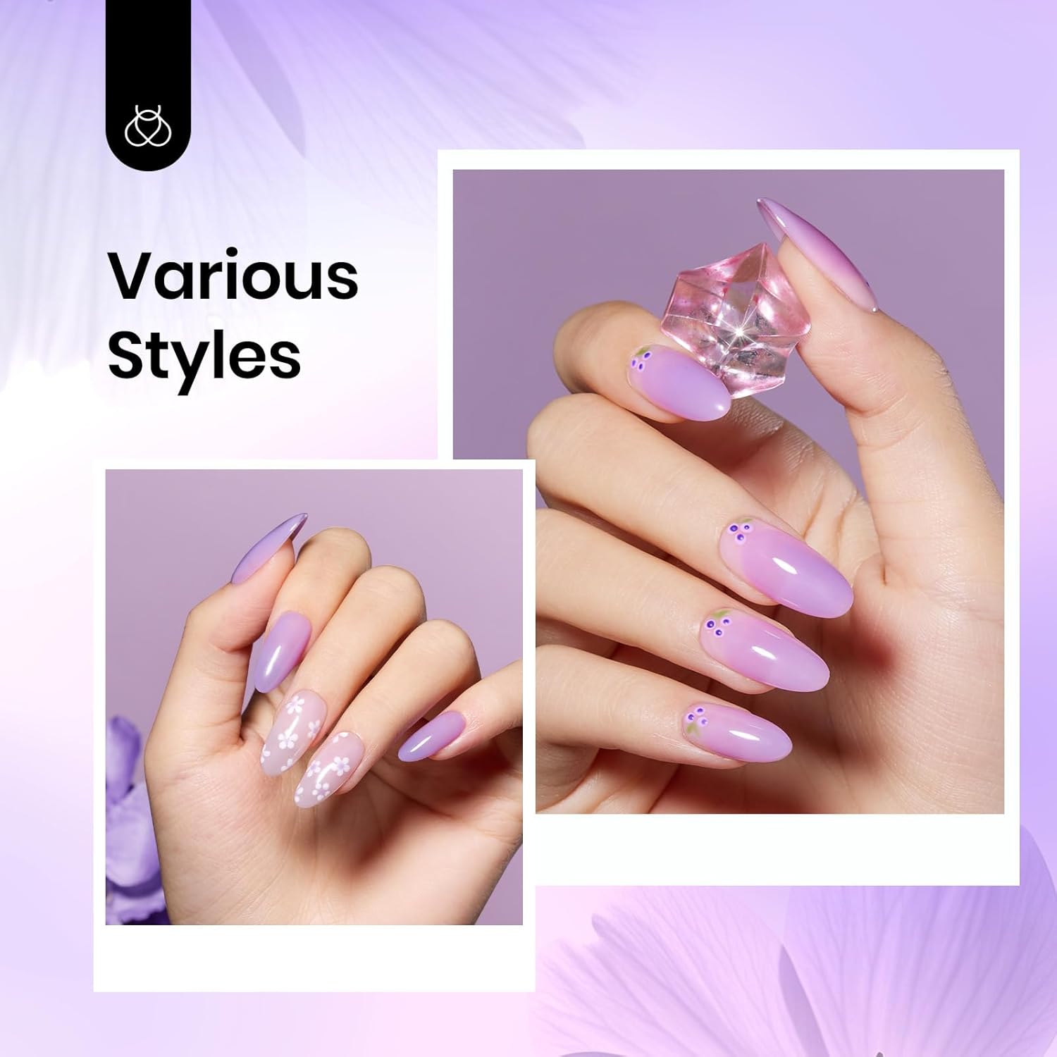 Beetles Purple Gel Nail Polish, 15ML Pastel Purple Jelly Gel Polish Translucent Effect Nail Concealer High Gloss Soak Off UV Sheer Lavender Spring Summer Manicure Gift for Women-Velvo Beauty