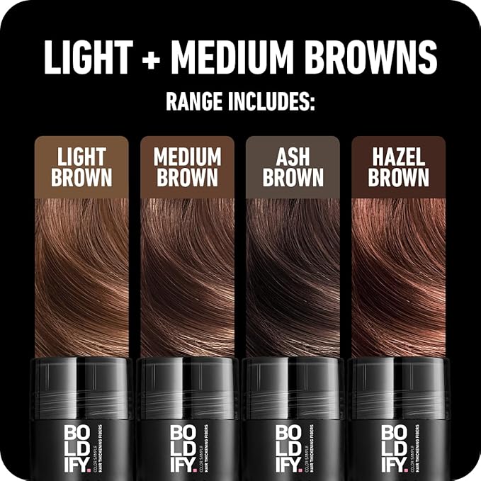Boldify Hair Fibers Color Sample Kit - Fill In Thinning and Fine Hair for an Instantly Fuller, Thicker Look - 14 Shades for Women & Men - Light + Medium Browns-Velvo Beauty
