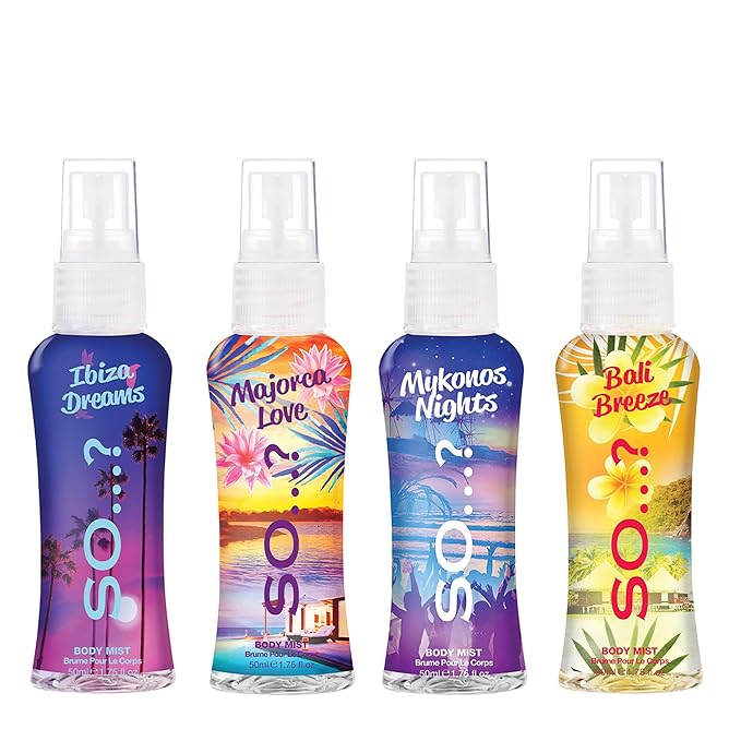 So...? Escapes Body Mist Set - Perfumes for Women - Everyday Body Spray for Women - Vegan, Cruelty Free Fragrances - Travel Size Gift Set - 4 pcs-Velvo Beauty