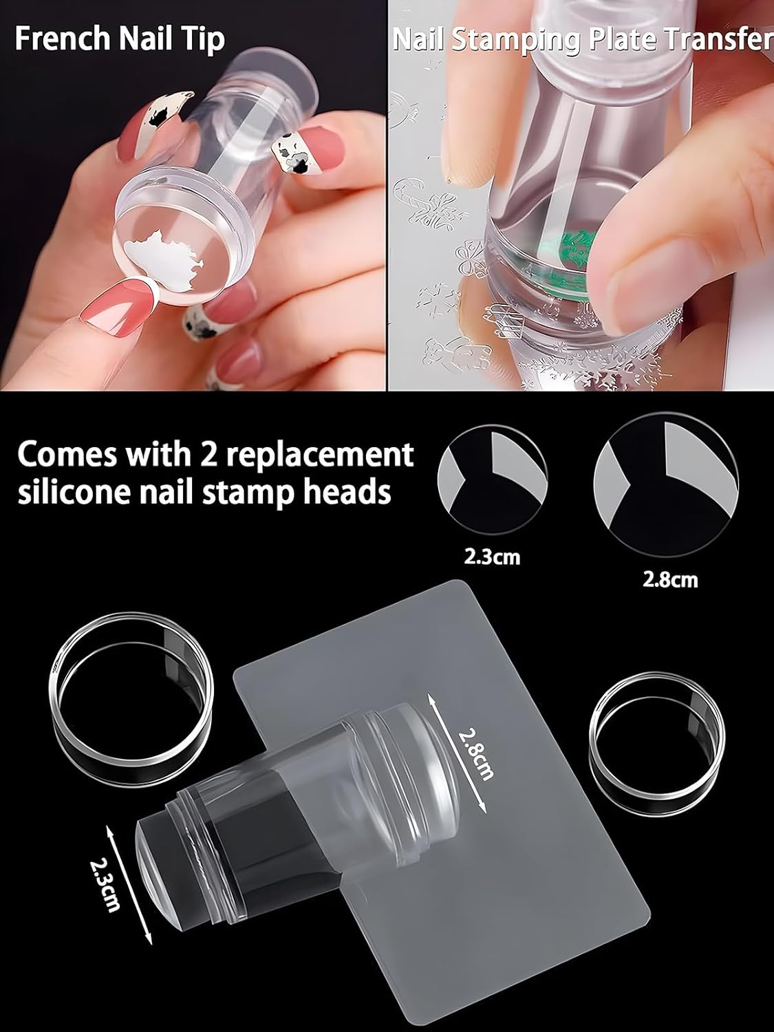 French Tip Nail Stamp Kit – Complete French Nail Art Set with Nail Guide Stickers, Nail Art Brush and Dual Head Silicone Stamper | Perfect for DIY Nail Designs-Velvo Beauty