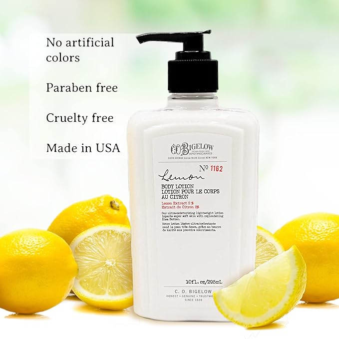 C.O. Bigelow Lemon Body Lotion, Moisturizing Body Lotion for Dry Skin with Shea Butter & Lemon Extract, 10 Fl Oz-Velvo Beauty