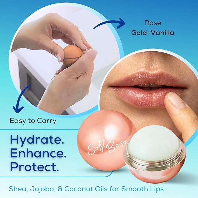 SoftBeso Lip Balm (Rose Gold-Vanilla) Flavored Lip Care | Lip Balm for Beautiful, Soft Lips | For Dry and Chapped Lips| Vegan| Clean ingredients-Velvo Beauty