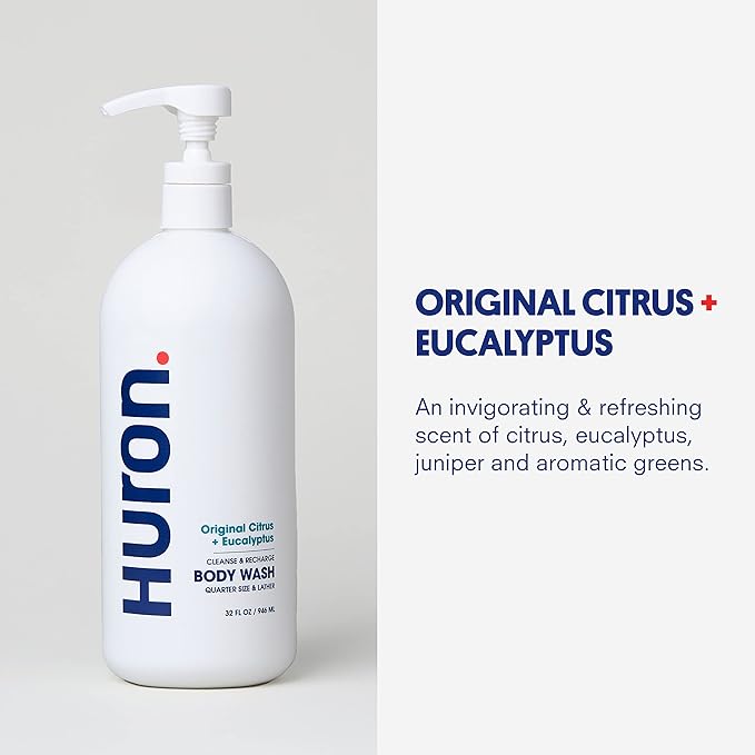 Huron Men's Moisturizing Body Wash - Crisp Citrus, Eucalyptus, Mint, Aromatic Greens - 32 fl oz-Velvo Beauty